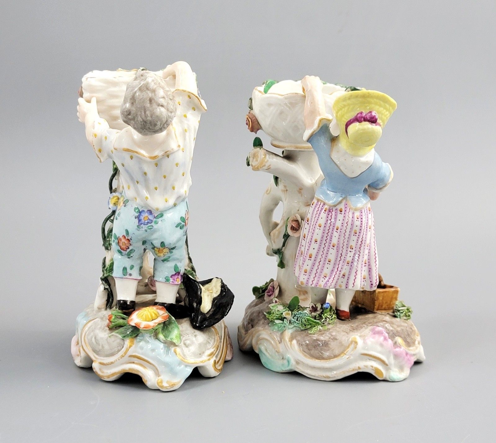 Pair Of Antique Porcelain Sweetmeat Figures, Volkstedt, C. 1880, Thuringia photo Home Decor