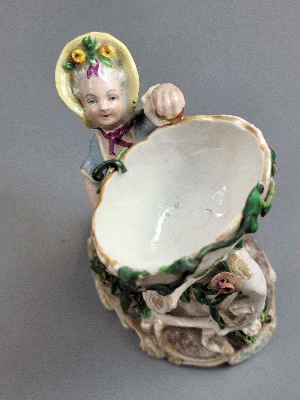 Pair Of Antique Porcelain Sweetmeat Figures, Volkstedt, C. 1880, Thuringia photo vintage