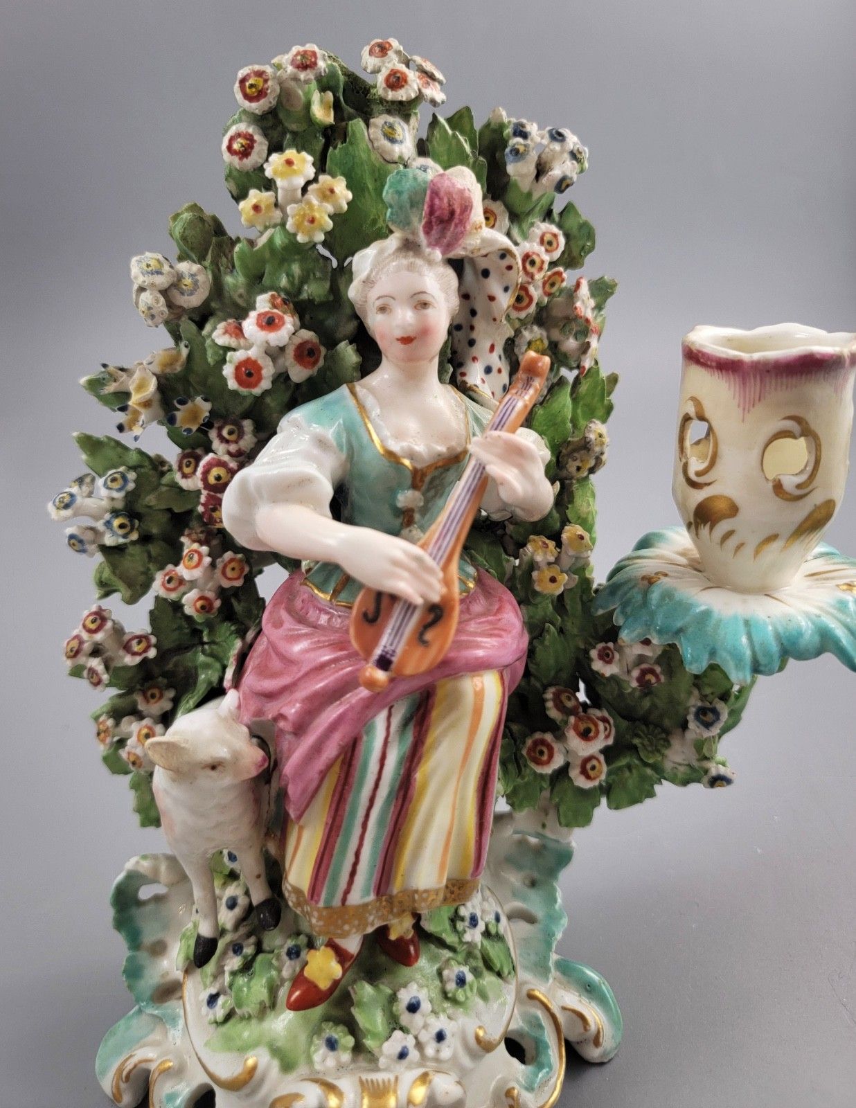 Derby Pair Of Porcelain Candlestick Figures Musicians, C. 1765–1770 photo vintage