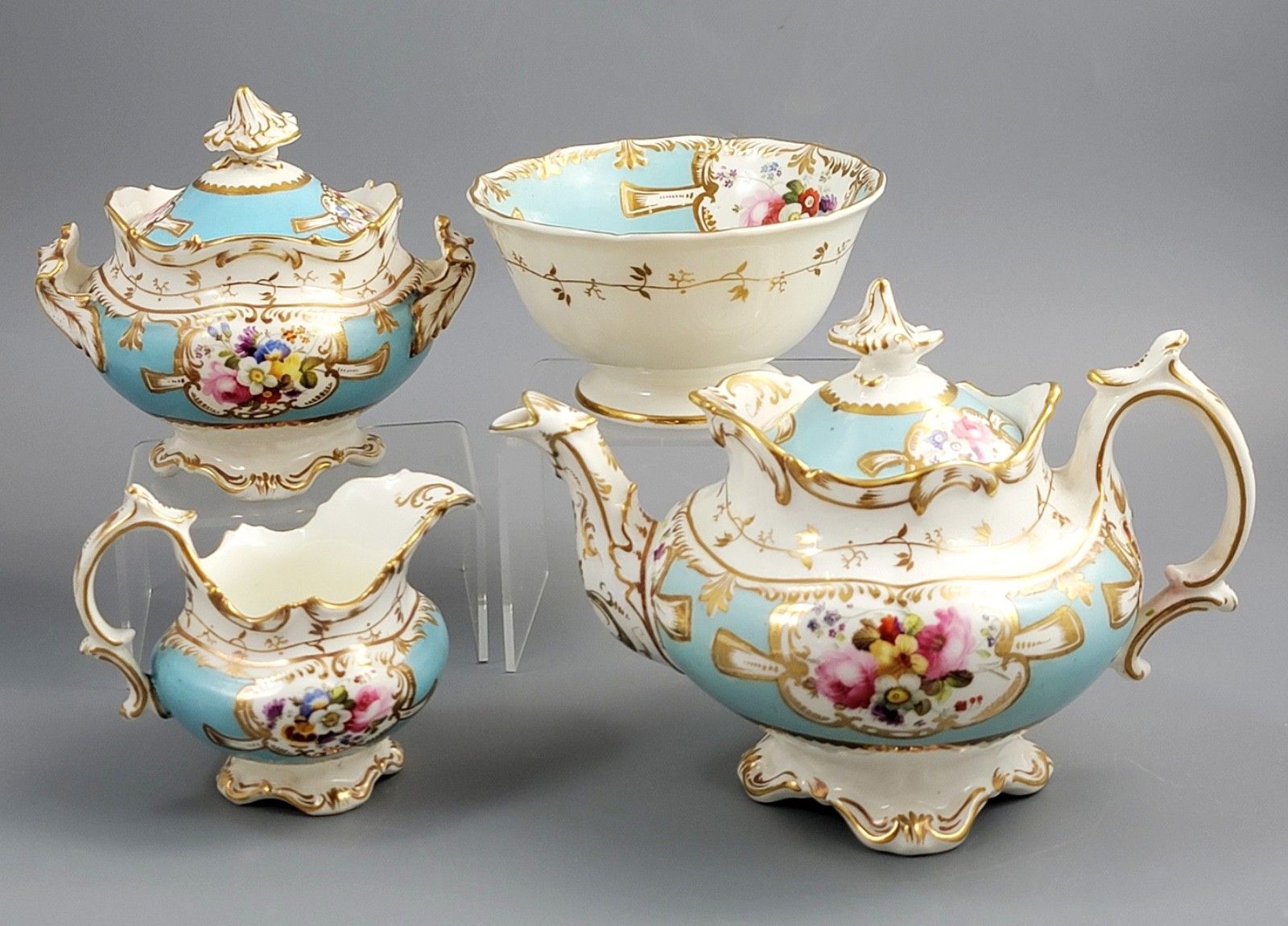 Old Paris Porcelain Tea Service, Petit Style, Louis Philippe I Period, C. 1840