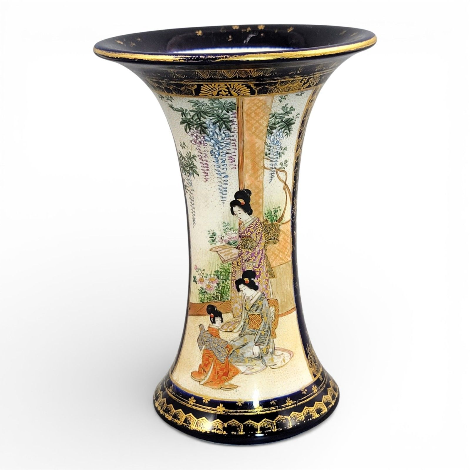 Antique Japanese Satsuma Vase C.1895, Nanzan Mark, Cobalt & Gilt Moriage photo Home Decor