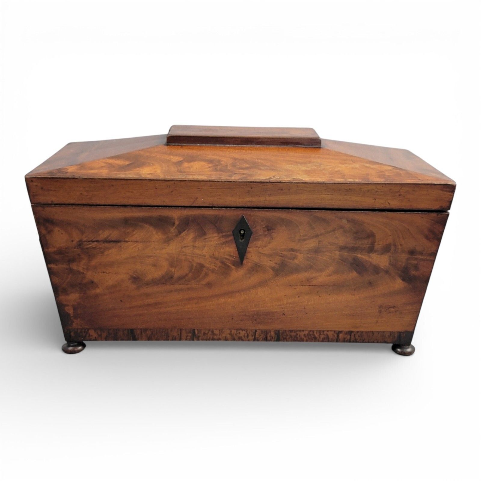 Antique Regency Mahogany Tea Caddy With Cut Glass Bowl English C.1820 photo vinterior
