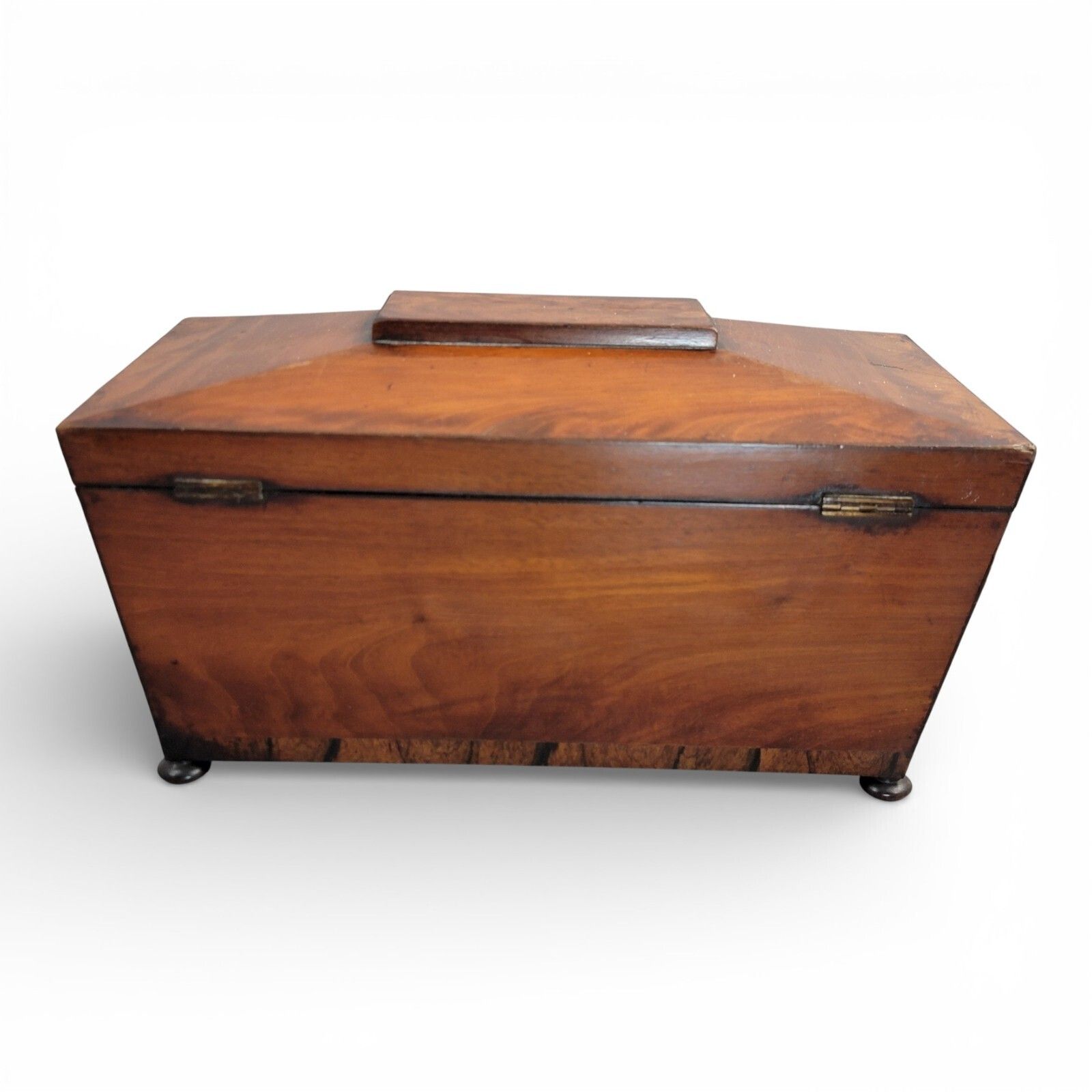 photo furniture Antique Regency Mahogany Tea Caddy With Cut Glass Bowl English C.1820