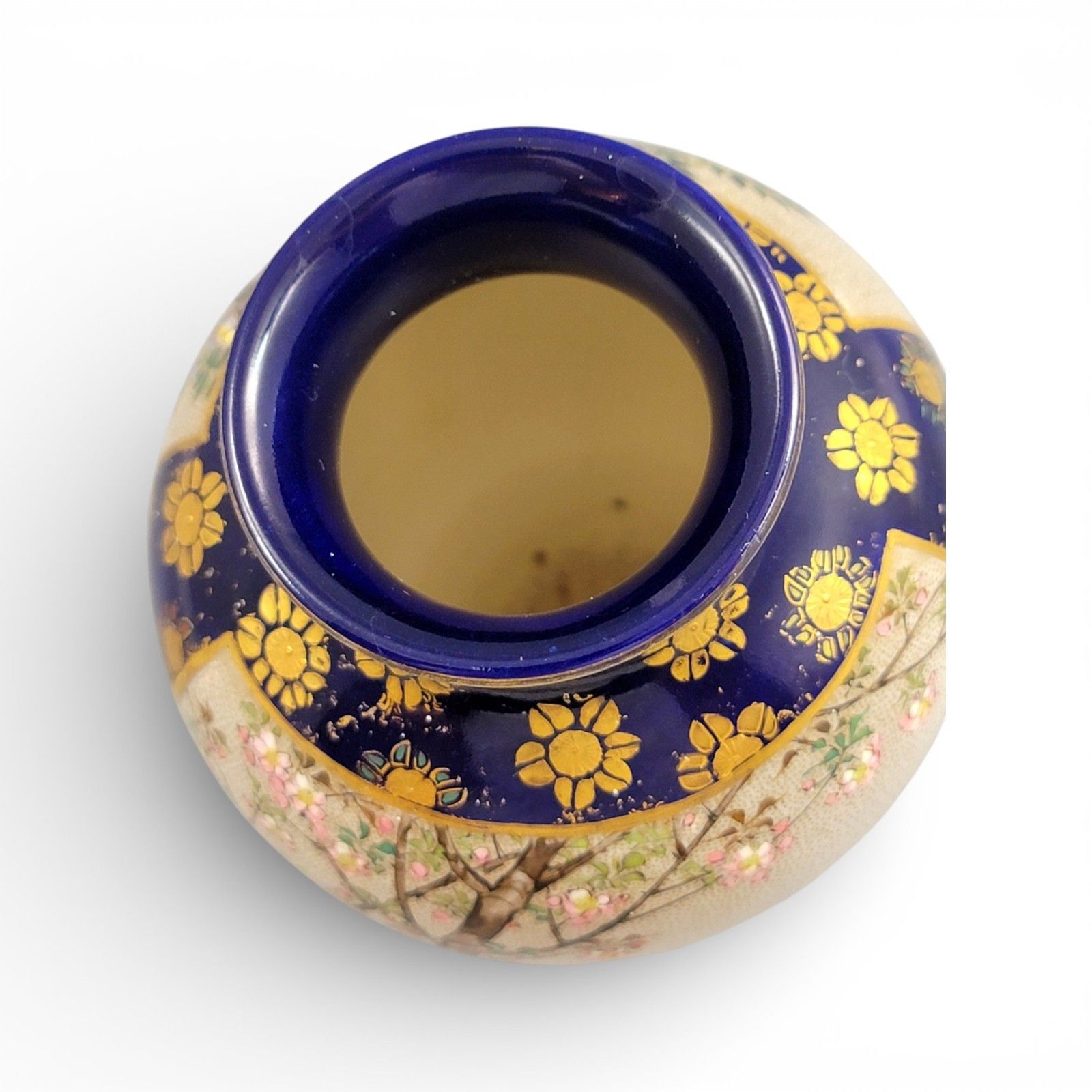 Kinkozan Kyoto Satsuma Vase C.1895 Cobalt Blue Gilt Birds Moriage photo buy