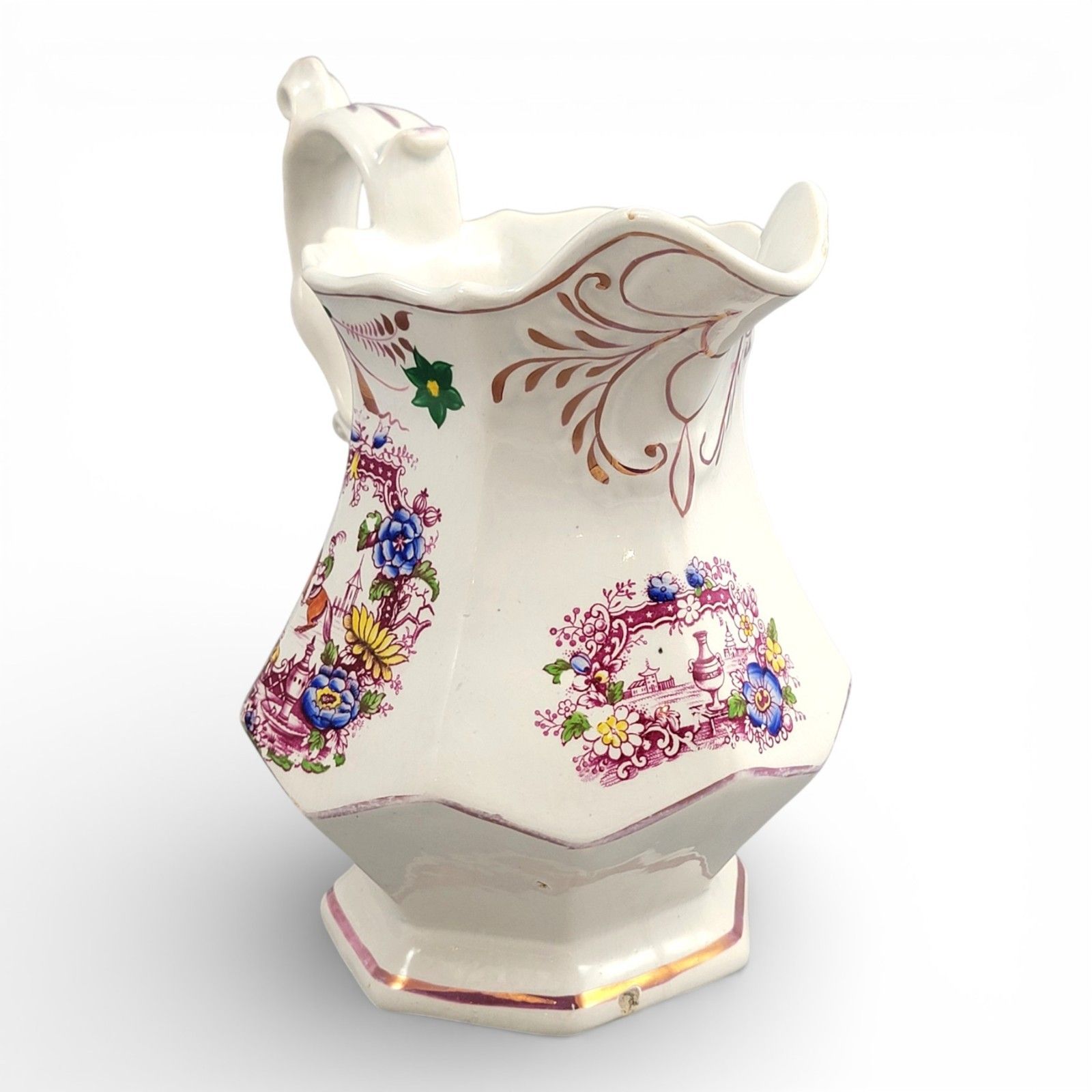 Staffordshire Jug, Oriental Scene With “Indische Blumen”, Late 18th Century photo buy