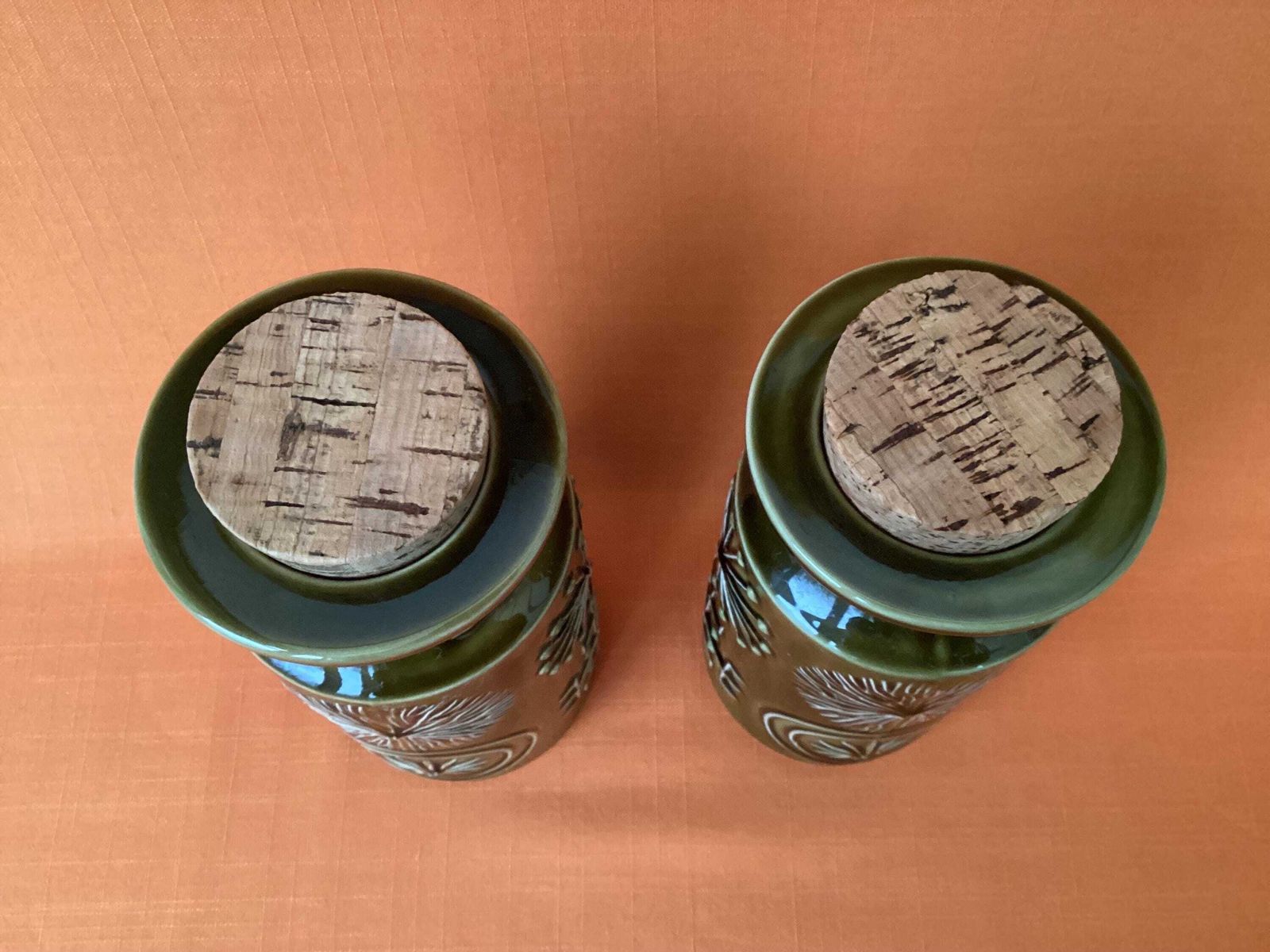 Pair Of Portmeirion Totem Storage Jars In Olive Green, Susan Williams Ellis Design photo vinterior