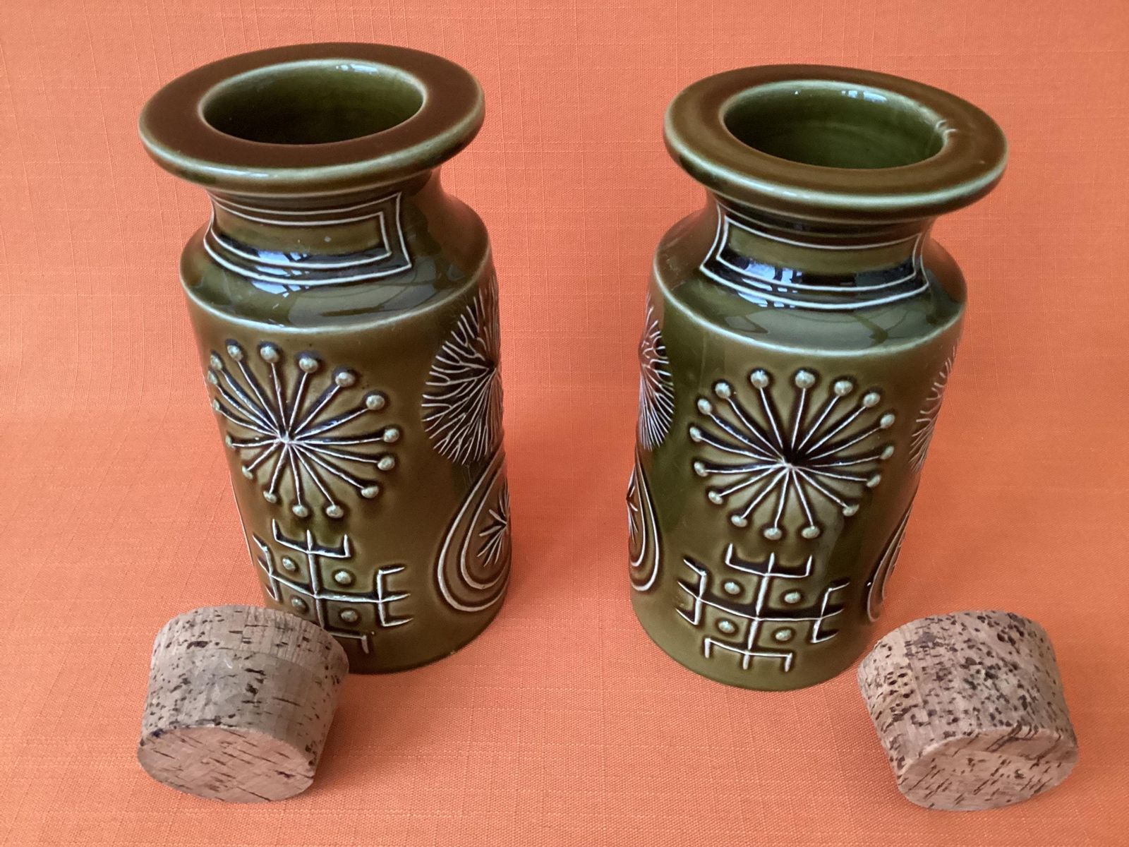 Pair Of Portmeirion Totem Storage Jars In Olive Green, Susan Williams Ellis Design photo buy