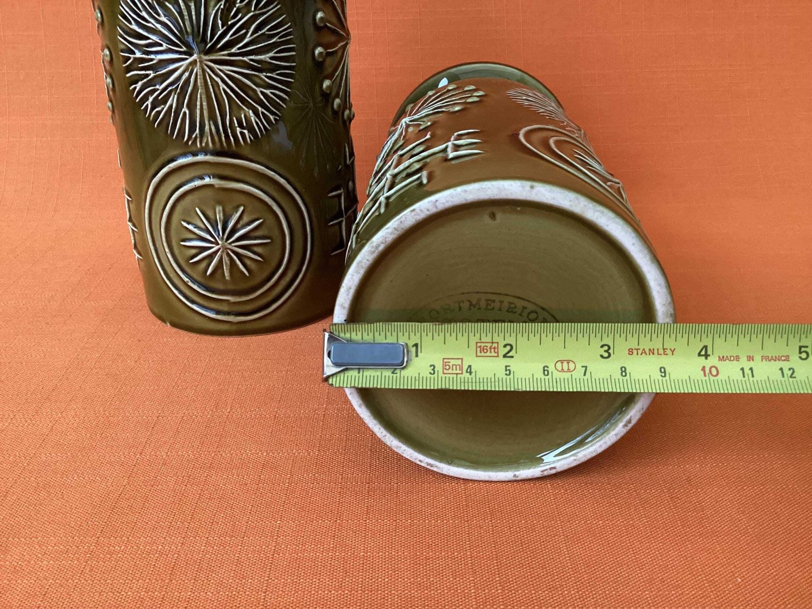 photo buy Pair Of Portmeirion Totem Storage Jars In Olive Green, Susan Williams Ellis Design