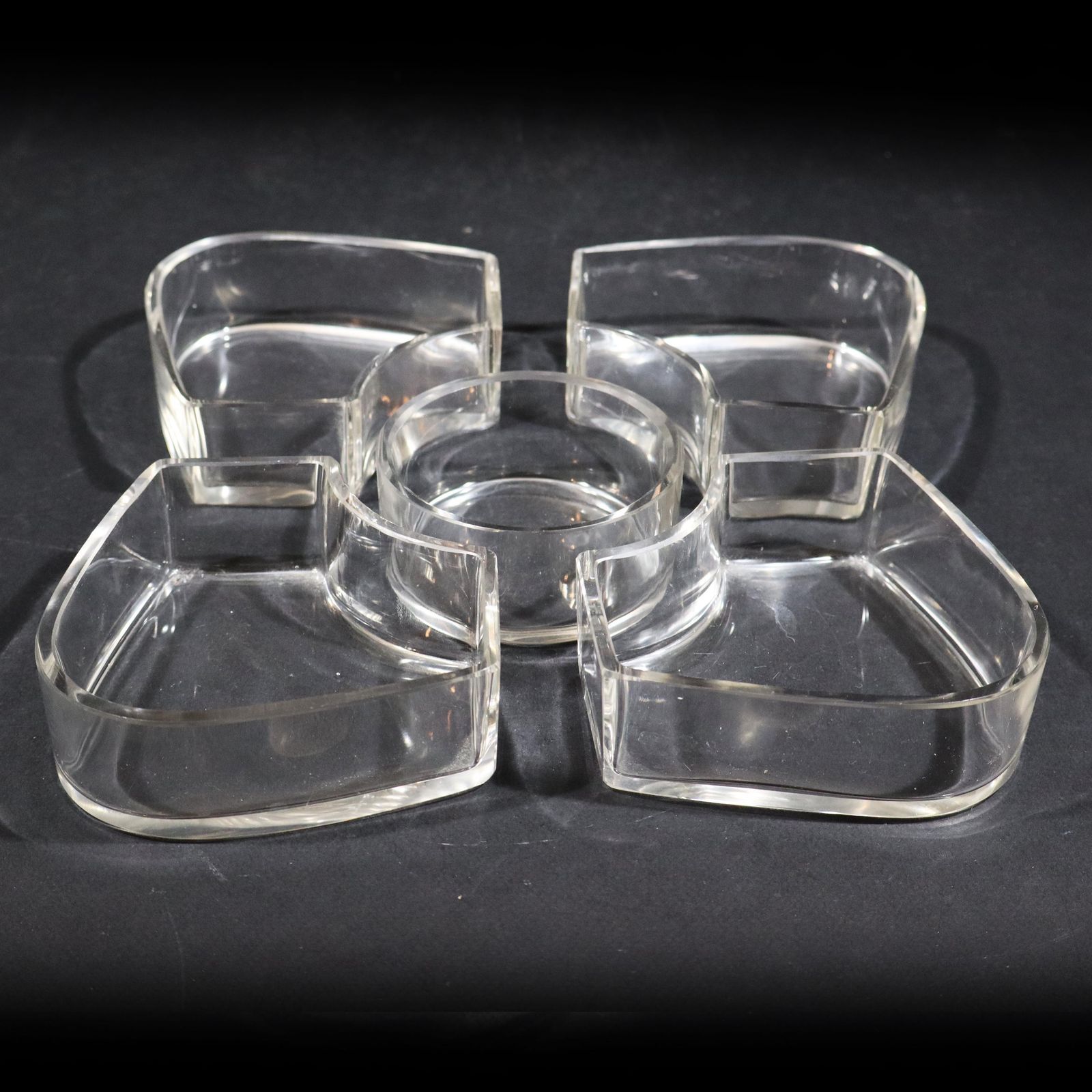 408.0 French Silver Plated Art Nouveau Hors D'oeuvres Tray With Cut Glass Cocktail Dishes photo