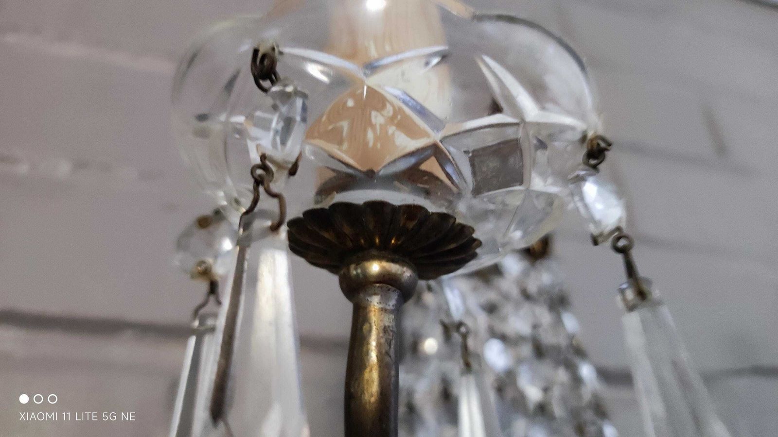 photo vinterior French Empire Style Wall Sconce With Crystal Pendants, Antique Twin Arm Girandoles