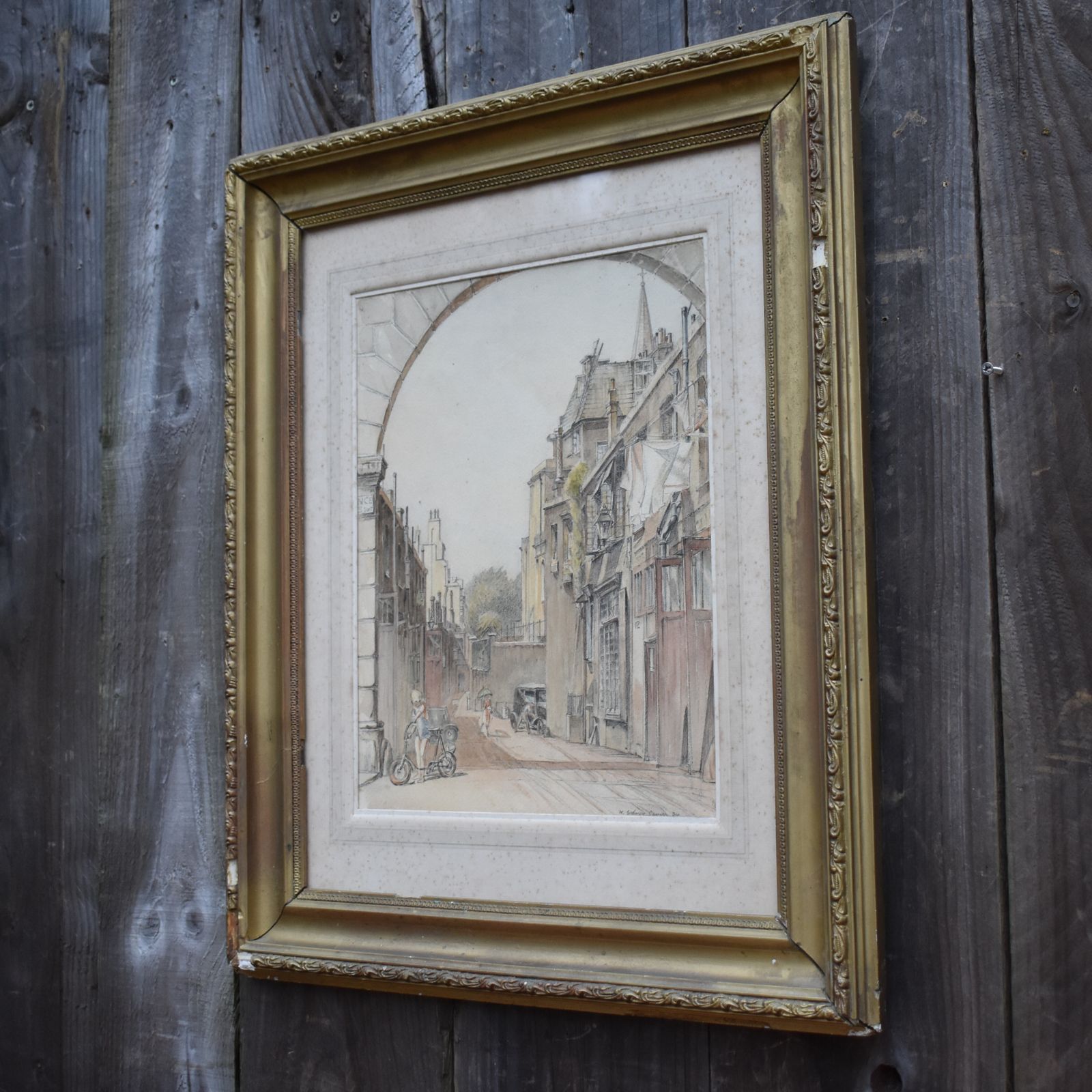 Antique 1934 William Sidney Causcer Watercolour Painting Gesso Framed Picture photo buy