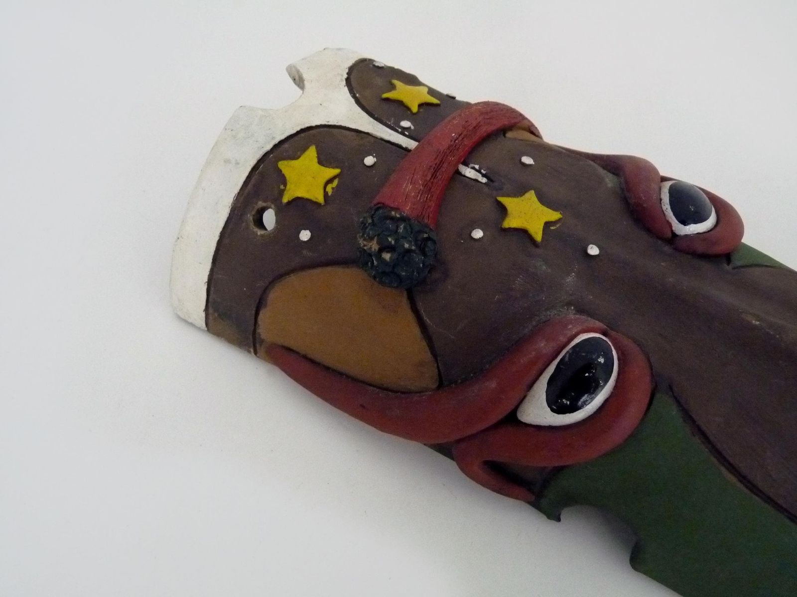 Vintage Brazilian Folk Art Wall Mask Of Moura In Clay photo Art