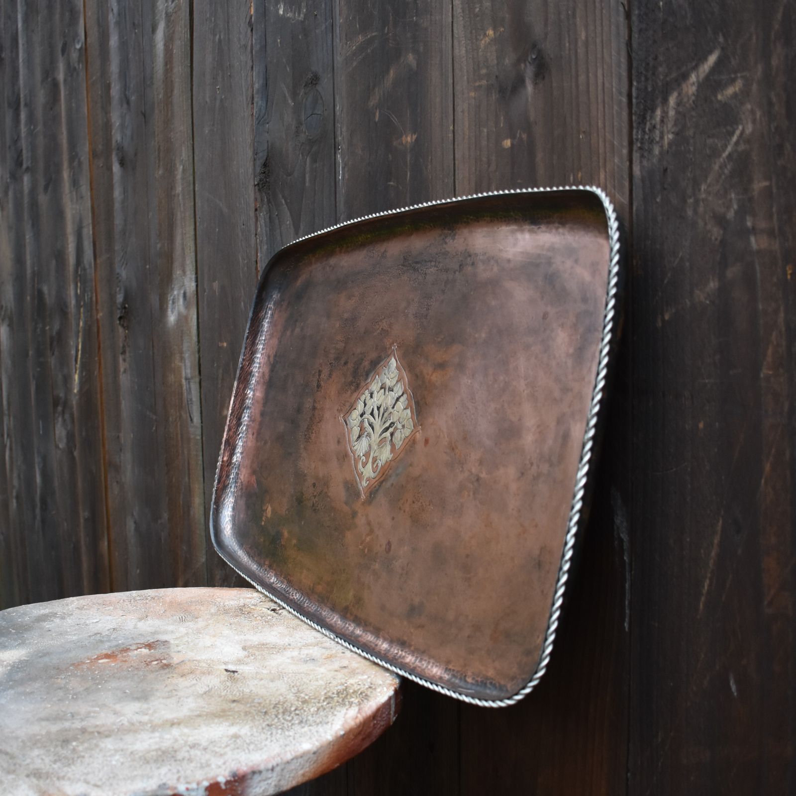 Antique Hugh Wallis Arts And Crafts Copper Pewter Country House Butlers Tray photo for sale