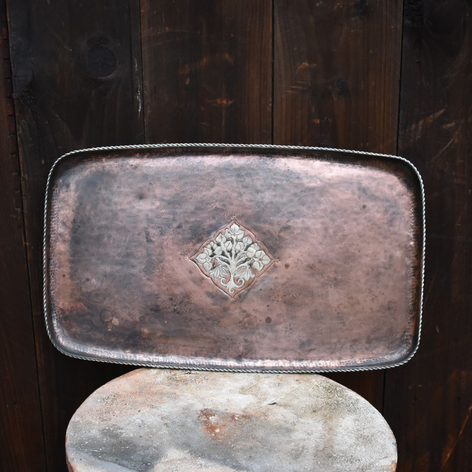 225.0 Antique Hugh Wallis Arts And Crafts Copper Pewter Country House Butlers Tray photo