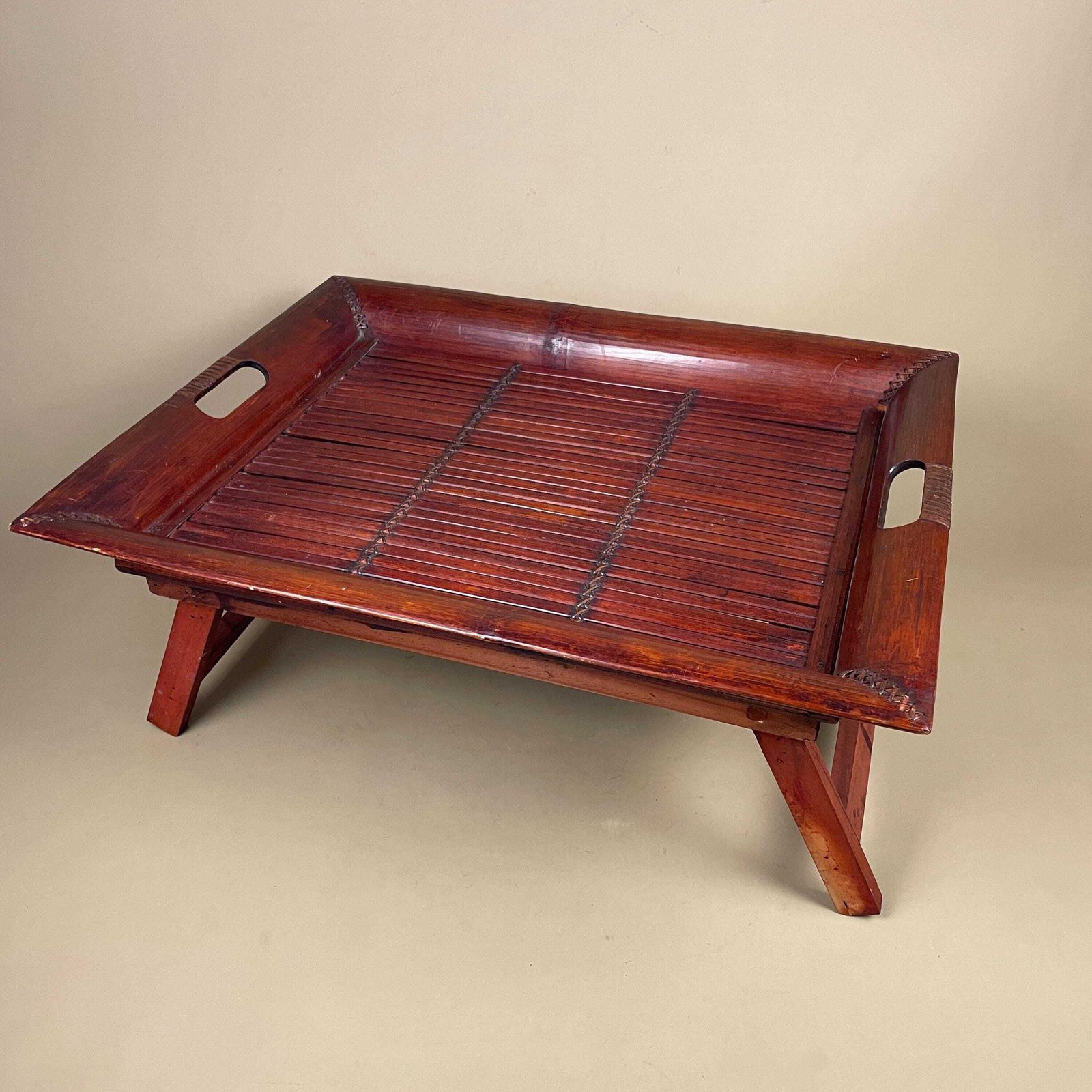 photo furniture Vintage Oriental Bamboo Rattan Table Woven Boho Side Table Fold Down Mid Century Accent Tropical Furniture Coffee Wood Home Decor Rectangle