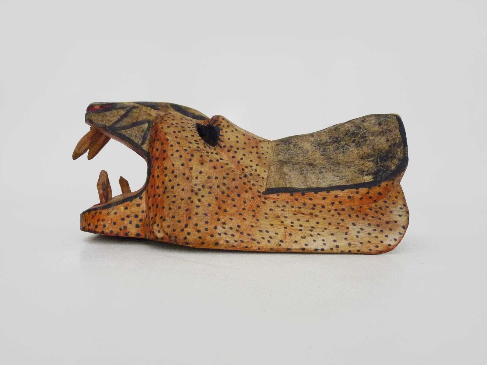 Folk Art Hand Carved Jaguar Mask From Guatemala photo vinterior