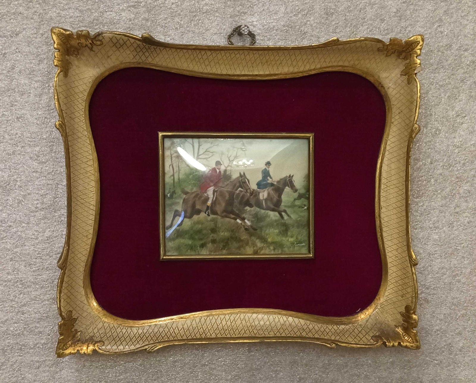 Framed Miniature 19th Century English Oil On Canvas, Signed, With Original Frame photo furniture