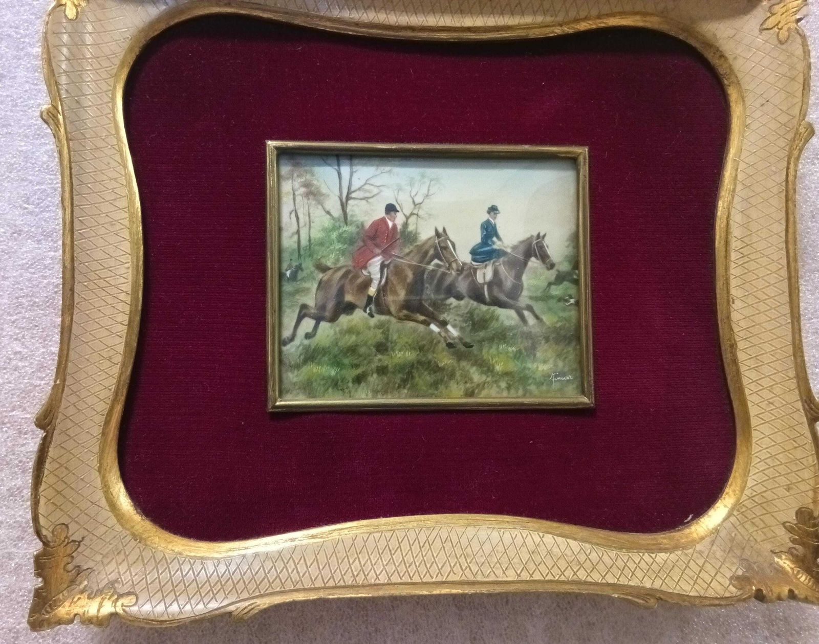 Framed Miniature 19th Century English Oil On Canvas, Signed, With Original Frame photo buy