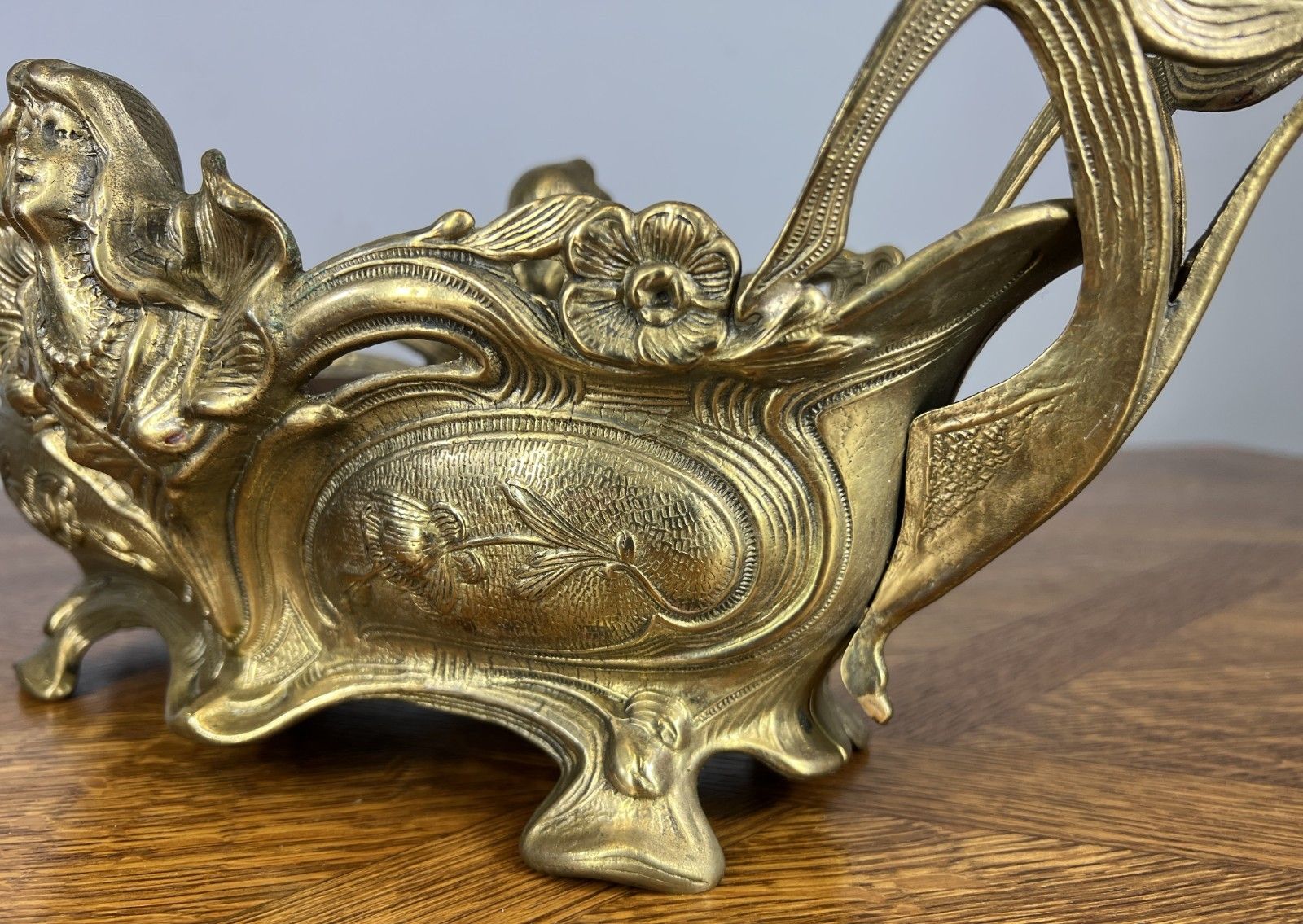 photo furniture French Art Nouveau Jardiniere, Antique Brass Planter Brass Ornate Lot 4679