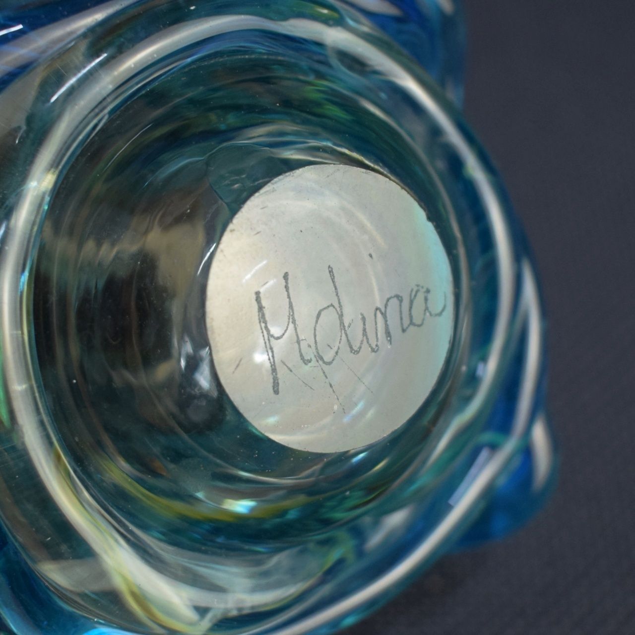 Mdina  'Sea & Sand'  Squat Glass Candlestick Vases photo for sale