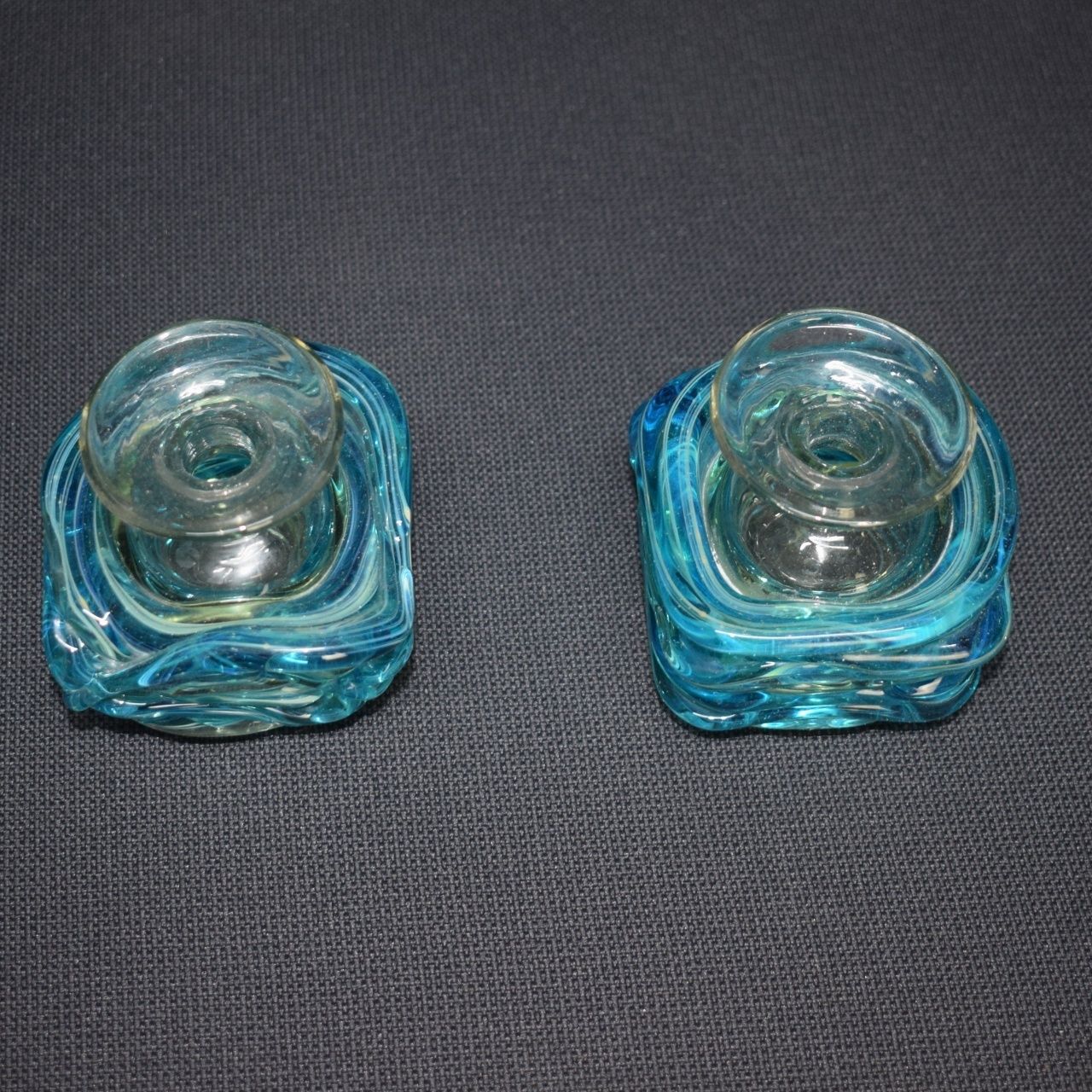 Mdina  'Sea & Sand'  Squat Glass Candlestick Vases photo 260.0
