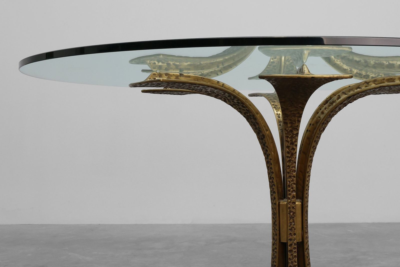 Mid Century Modern Italian Table In Bronze With Glass Top, 1970s photo for sale
