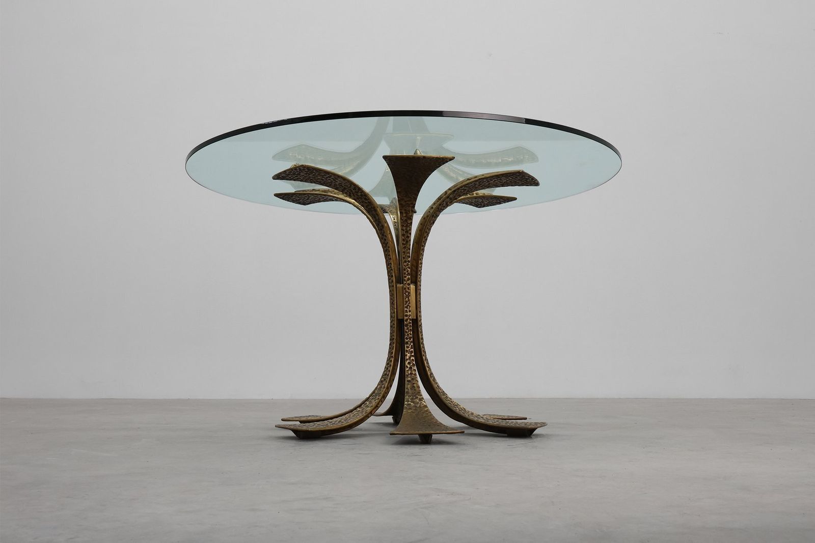 Mid Century Modern Italian Table In Bronze With Glass Top, 1970s photo vinterior