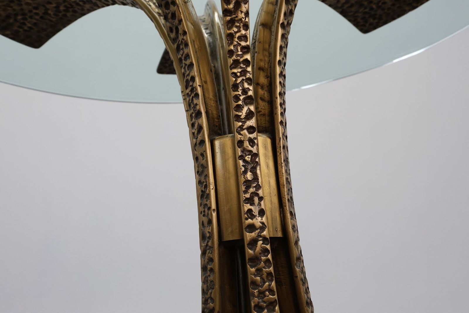 photo furniture Mid Century Modern Italian Table In Bronze With Glass Top, 1970s