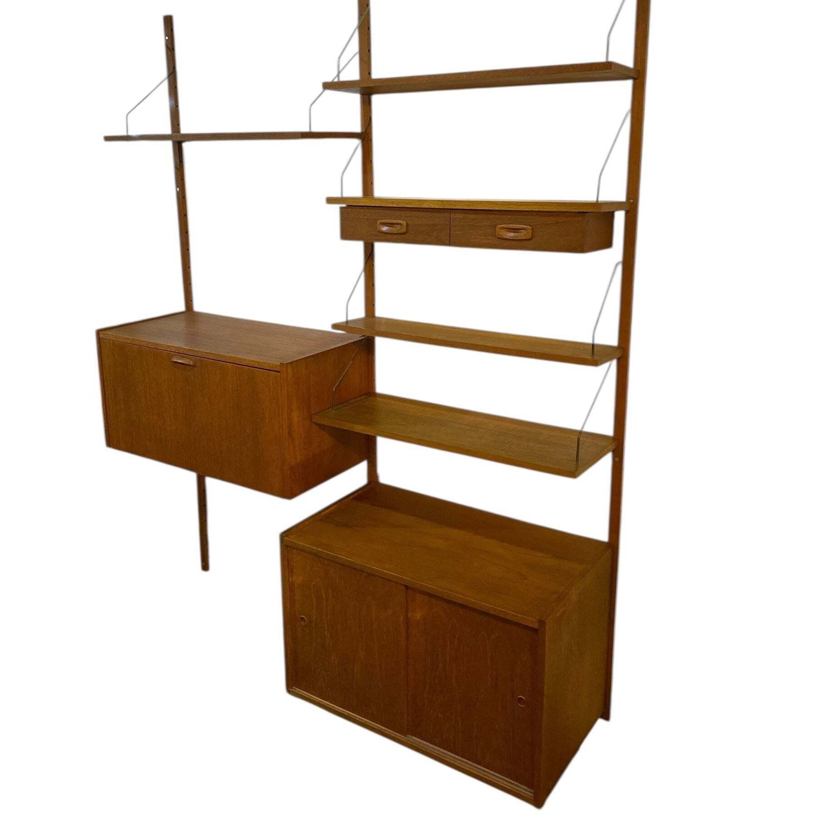 Danish Wall Unit Poul Cadovius Desk Cupboard Drawers Shelves photo for sale