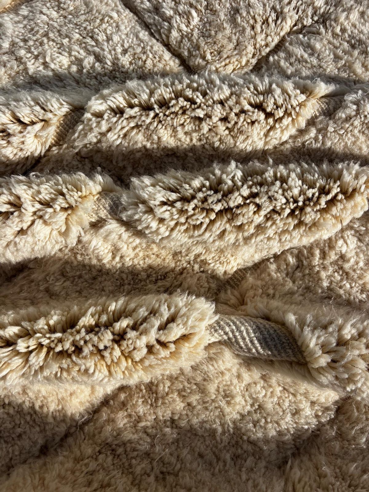 Moroccan White Berber Rug 220x300 Cm   Authentic Handwoven Wool Carpet, Checkered Berber Rug   Beni Ourain Rug   Handmade Rug photo vintage