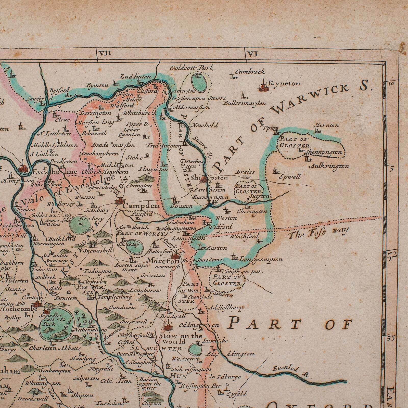 Antique Gloucestershire Map, English, Framed Cartography, Robert Morden, C.1700 photo vinterior