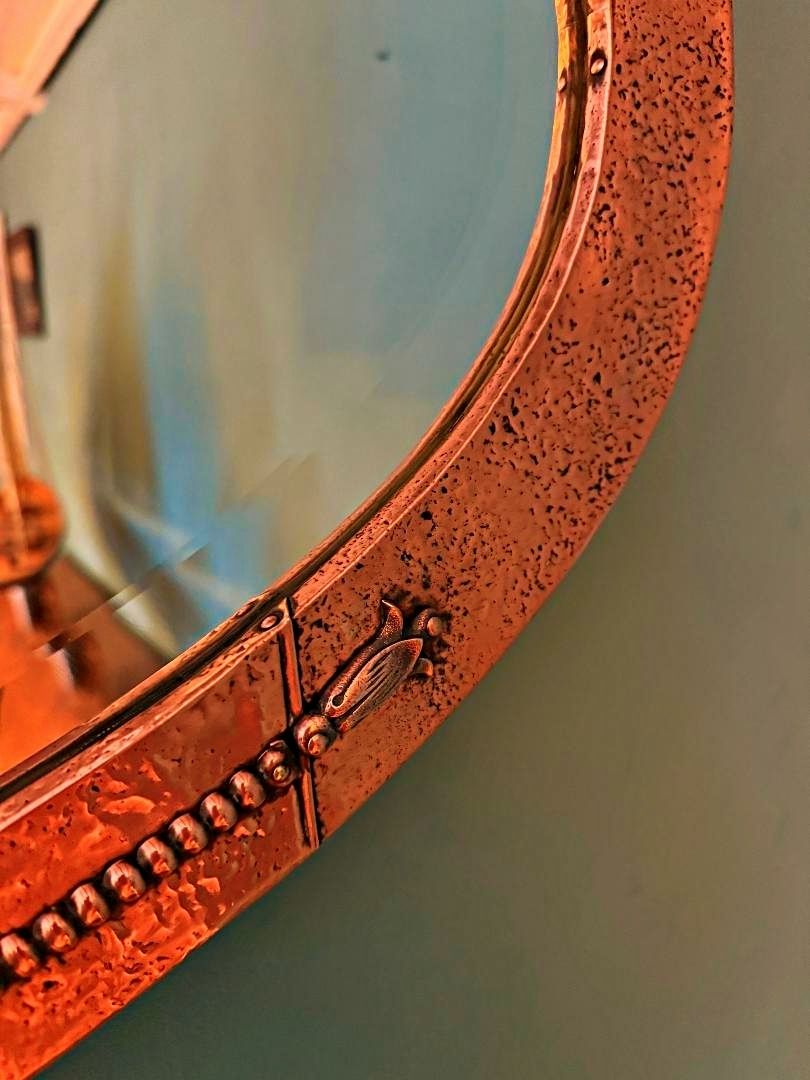 Liberty Of London 1910 Copper Arts And Crafts Bevelled Mirror photo 450.0