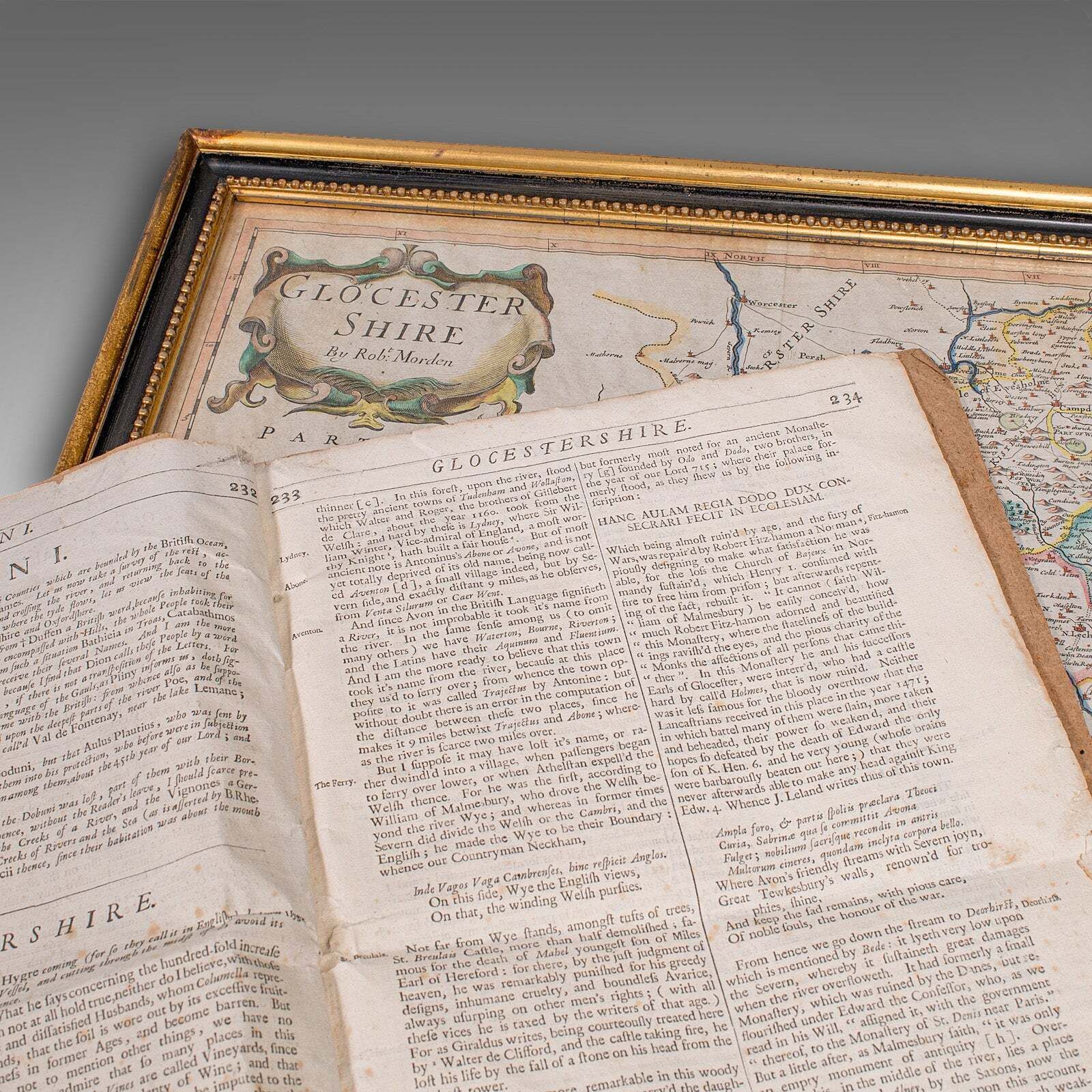 1420.0 Antique Gloucestershire Map, Atlas, English, Robert Morden, Cartography, C.1700 photo