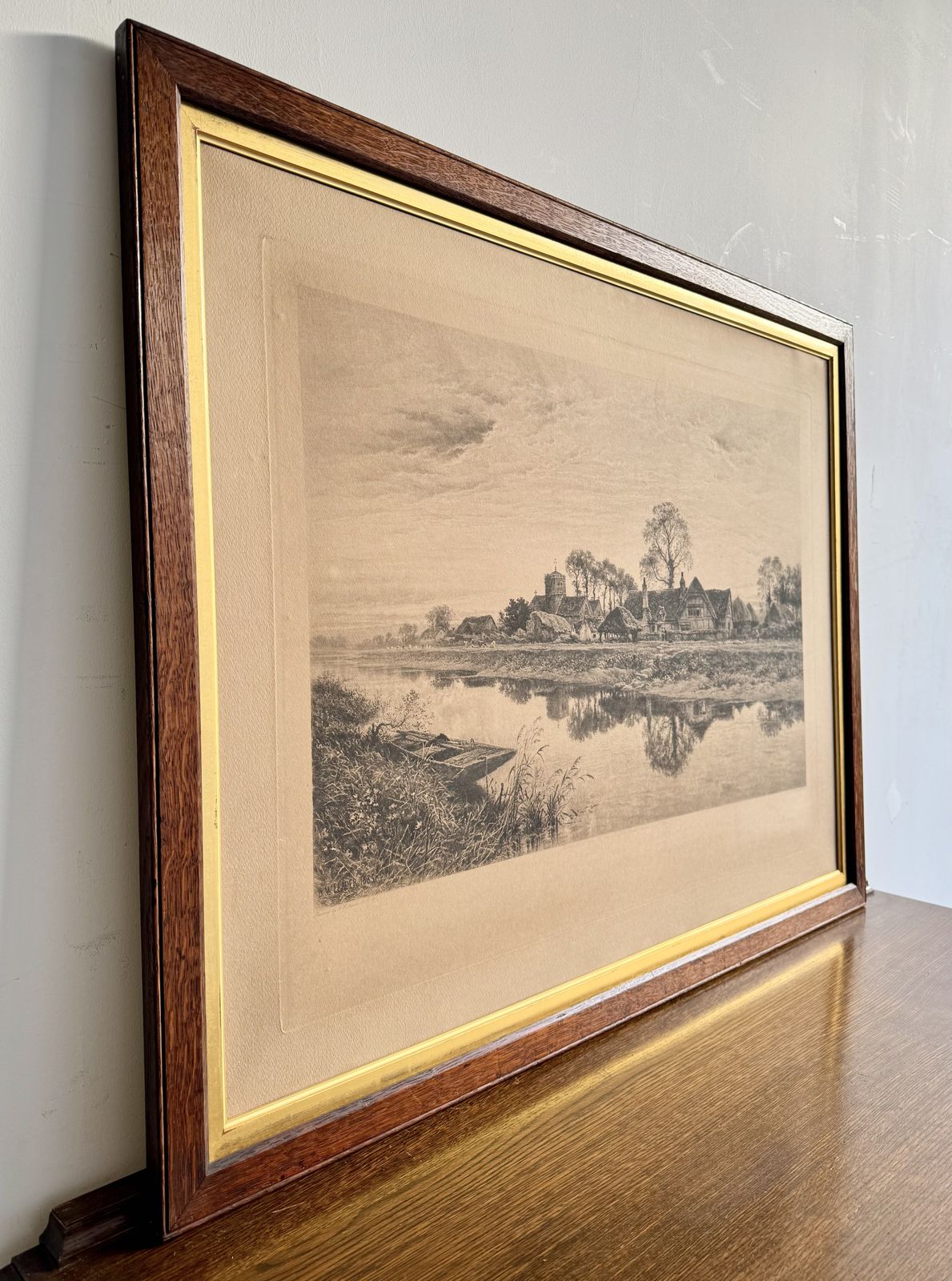Large Antique Pastoral Print Titled Parting Day photo for sale