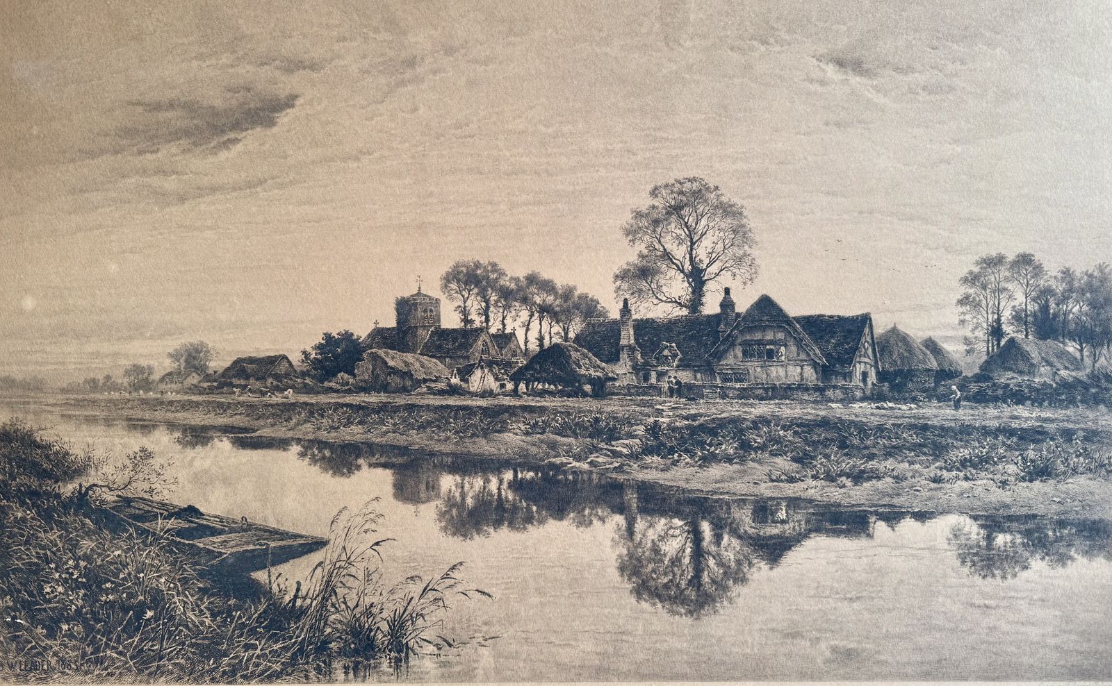 Art Large Antique Pastoral Print Titled Parting Day photo