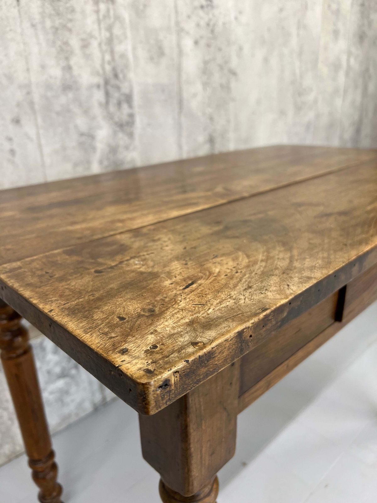 99.5cm Walnut Wood Turned Leg Bistro Table With Cup Handles On Drawer photo for sale