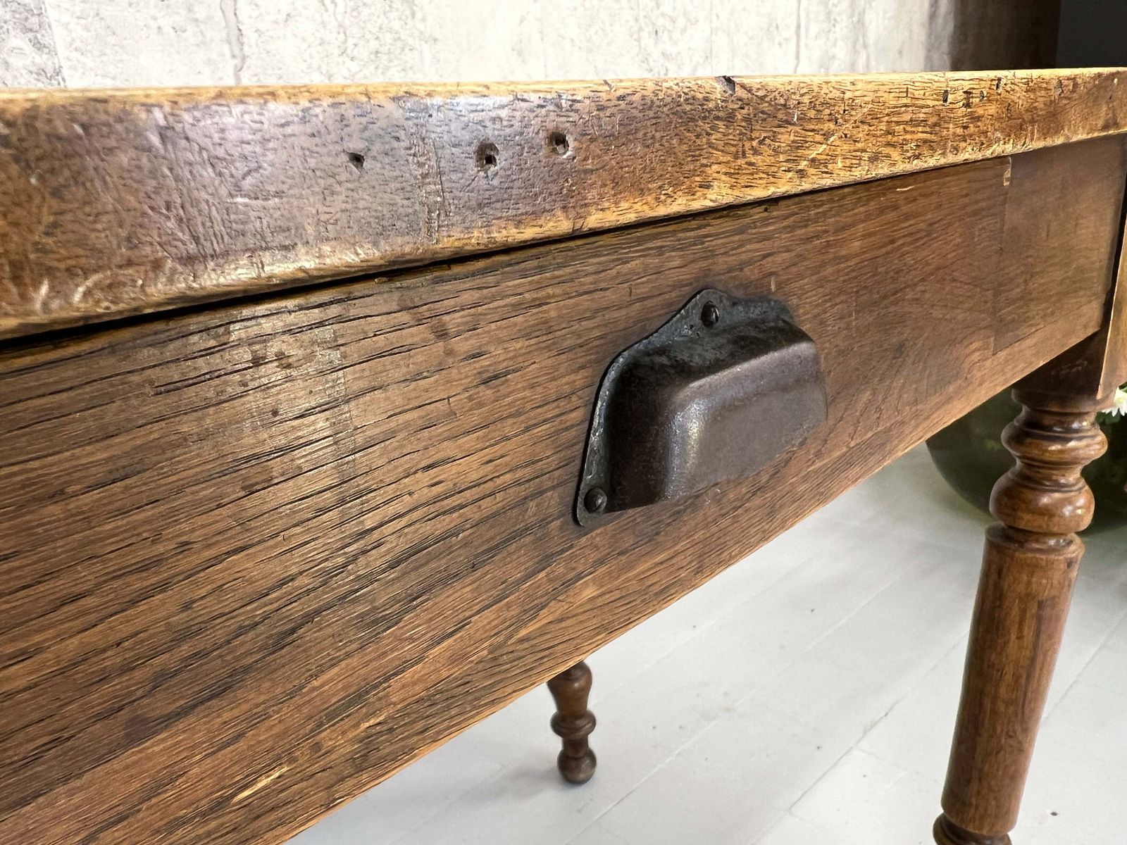 99.5cm Walnut Wood Turned Leg Bistro Table With Cup Handles On Drawer photo 525.0