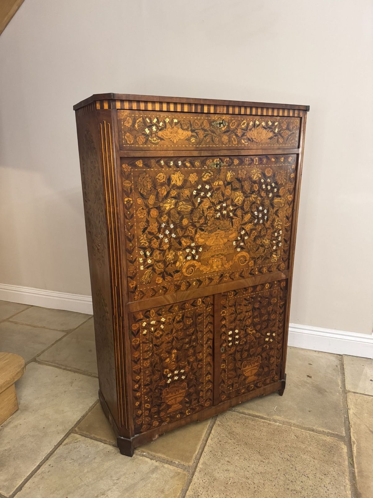 photo furniture Outstanding Quality Antique 18th Century Dutch Floral Marquetry Secretaire