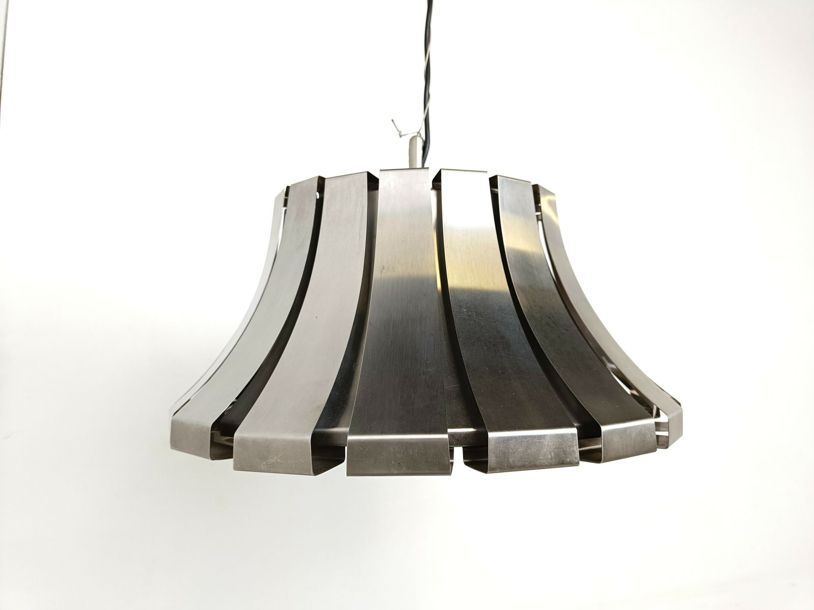 Mid Century Steel Suspension Lamp By E. Martinelli For Martinelli Luce, Italy, 1960s