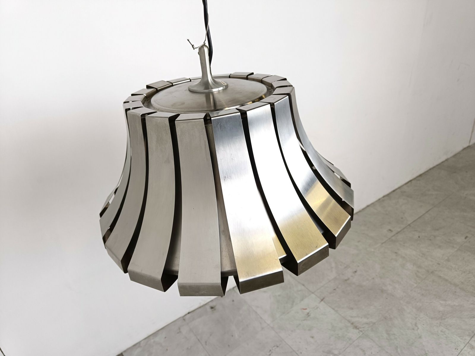 Mid Century Steel Suspension Lamp By E. Martinelli For Martinelli Luce, Italy, 1960s photo vinterior