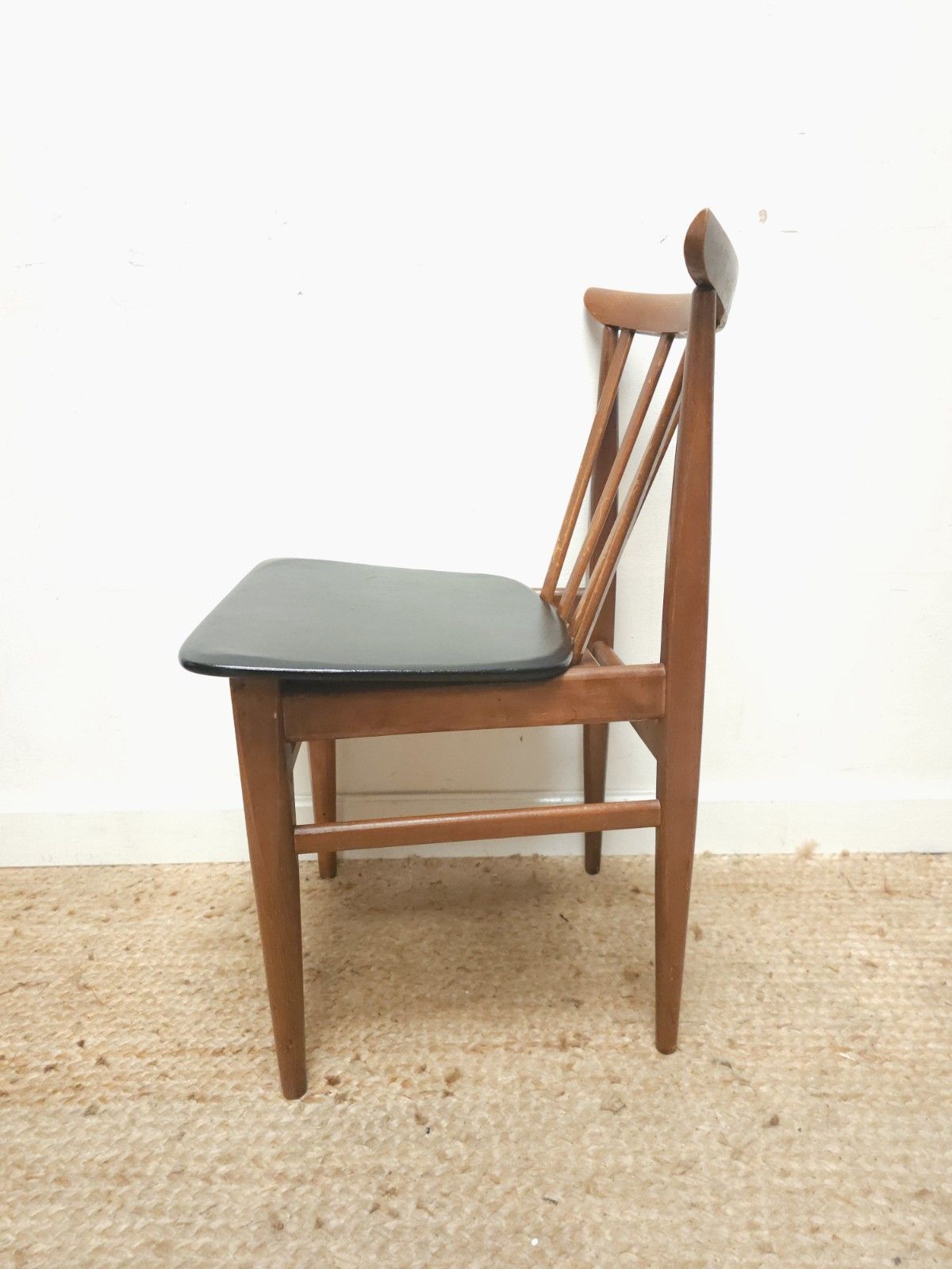 Retro Elliots Of Newbury Dining Chairs Mid Century Set Of 4 Black Vinyl Delivery photo buy