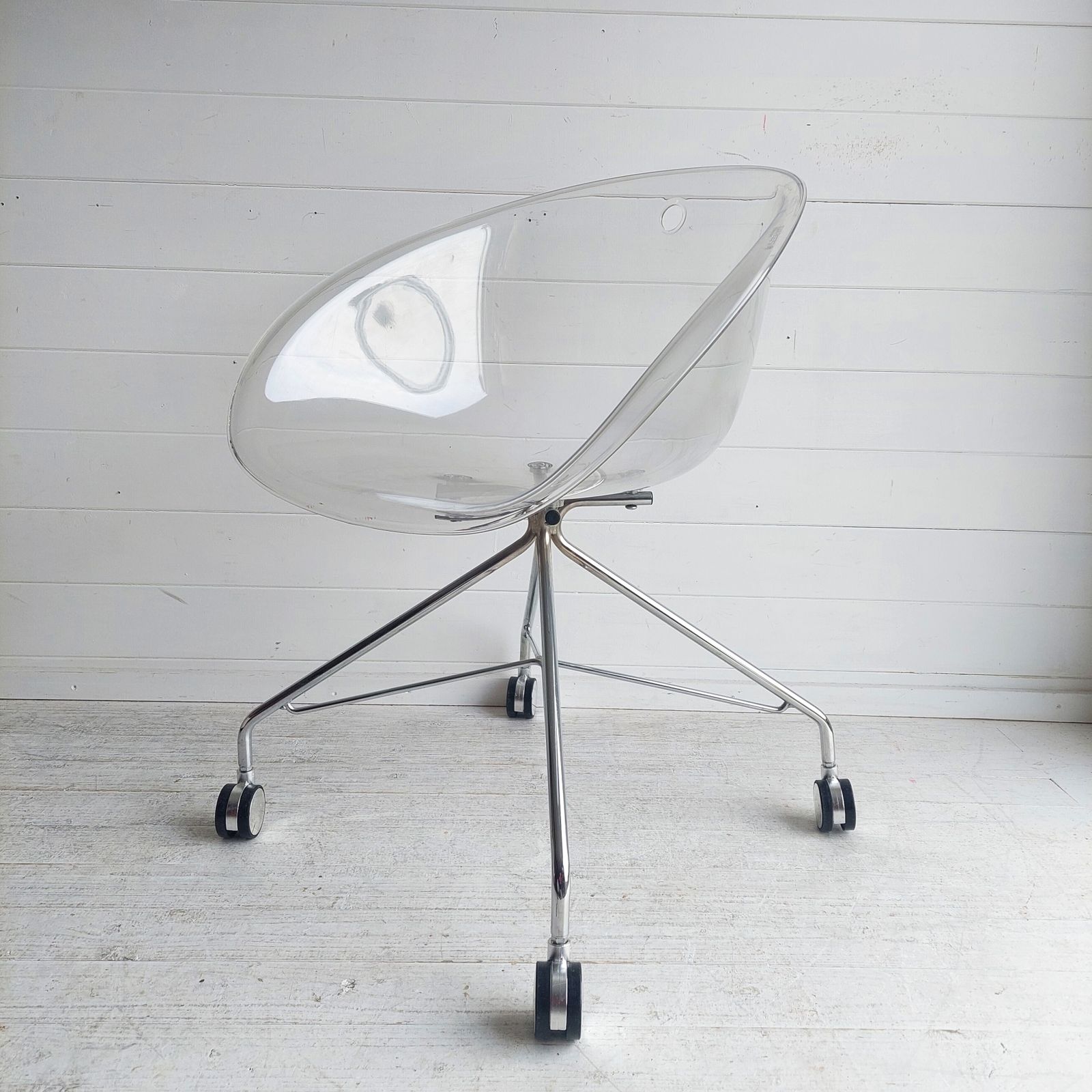 Postmodern Pedrali Gliss 968 Rolling Chair Italian Mid Century 1950s/60s Transparent  Office Chair 2000s photo 240.0