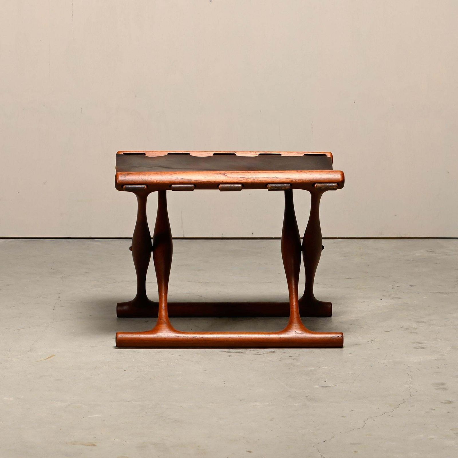 Poul Hundevad Ph43 Guldhøj Stool In Teak And Brown Leather Denmark 1960s photo vinterior