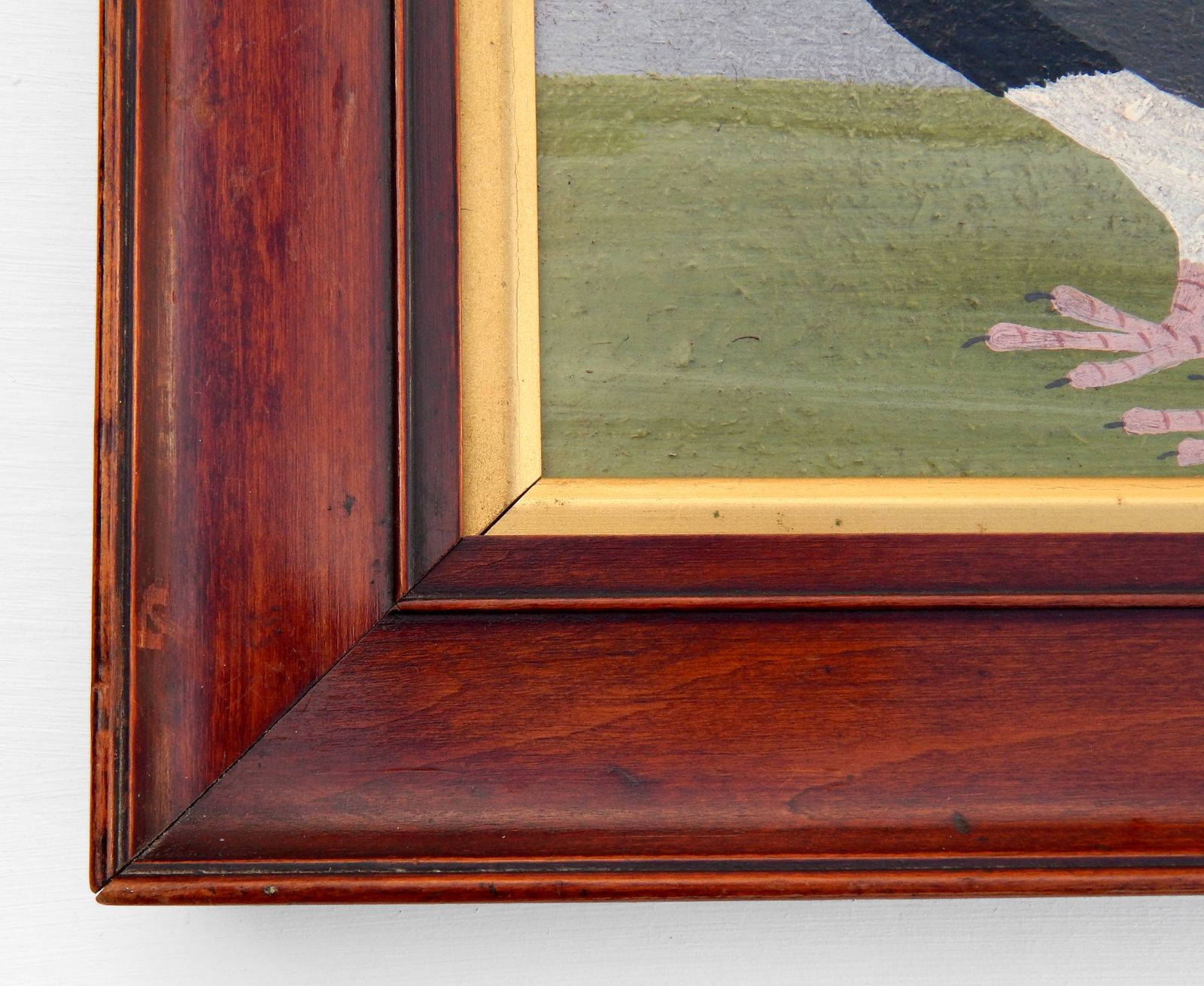 Naïve Folk Art Racing Pigeon Painting By Matt Rix In Antique Frame photo Art