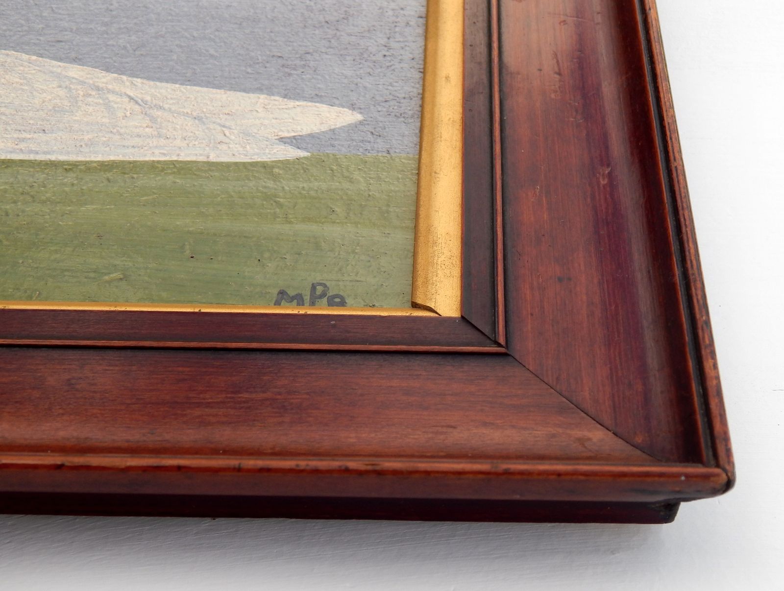 Naïve Folk Art Racing Pigeon Painting By Matt Rix In Antique Frame photo vinterior