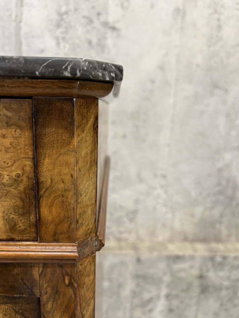 Black Marble And Walnut Wood Bedside Cabinet photo Furniture