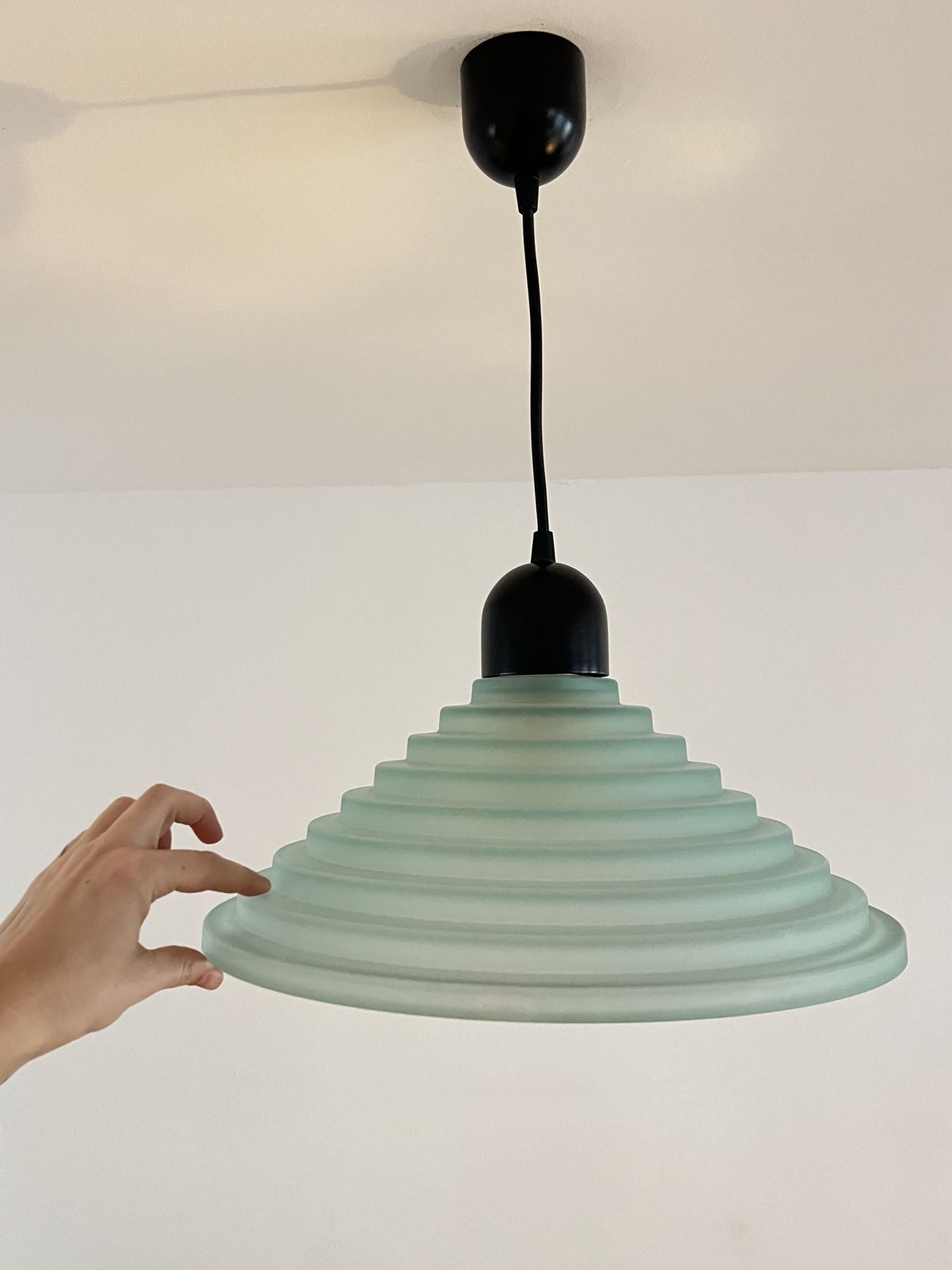 Vintage Aqua Green Honeycomb Glass Ceiling Lamp, 1980s photo buy