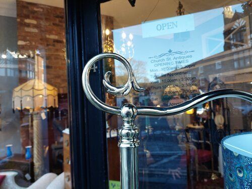 Early 20thc Brass Scroll Arm Floor Lamp photo 980.0