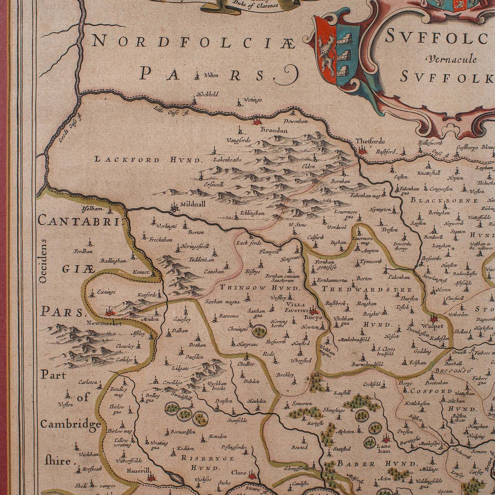 Antique Suffolk County Map, Dutch, Atlas Novus, Joan Blaeu, Cartography, C.1645 photo 944.0
