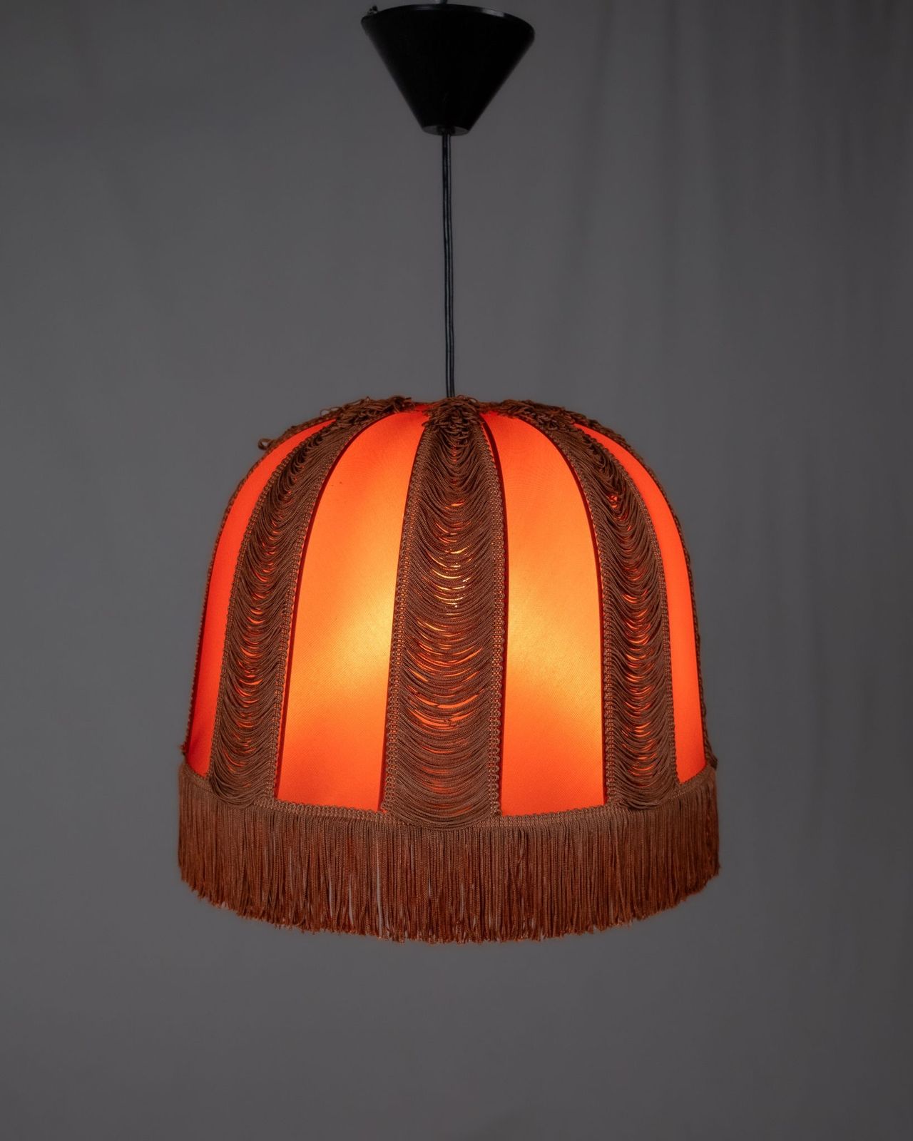 photo for sale Pendant Lamp With Draped Trimmings And Fringes, Belle époque Style, France, 1970s